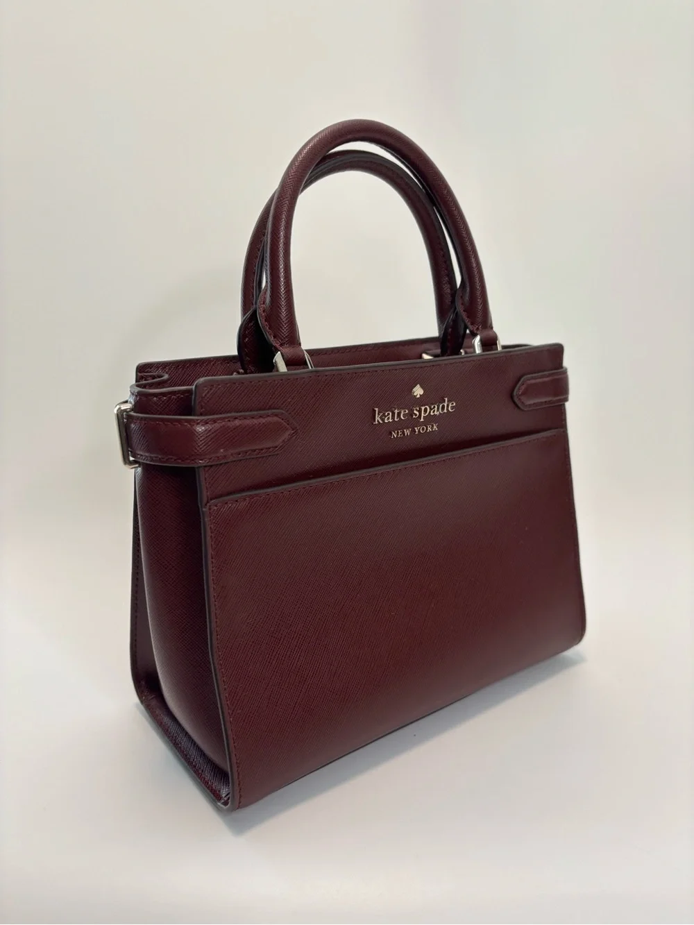 KATE SPADE ($359) Staci Small Satchel Bag in Cherrywood Saffiano Leather